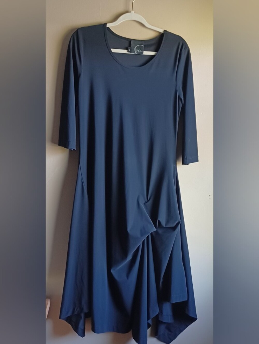 PORTO SAN FRANCISCO Jersey Midi Dress In Dark Navy Blue M